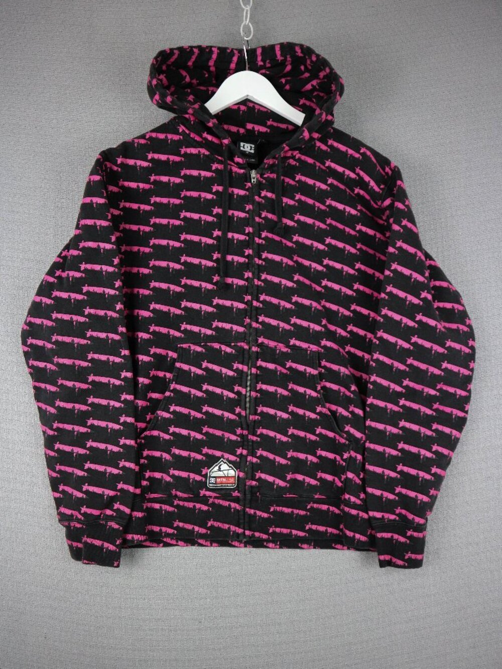 Extremely Rare DC Mtn. Lab 2005 Pink Black All Over Thick Cotton Zip Up Hoodie L